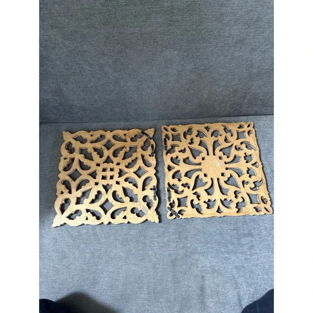 Pair Of Decorative Hanging Wall Art 12 X12 Hooks Are On‎ The Back Brown